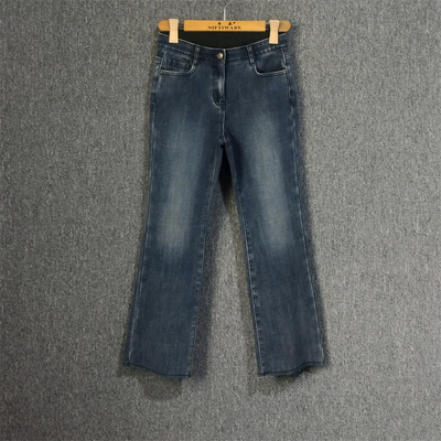 冬季加绒加厚牛仔裤九分靴裤棉裤