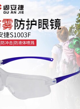 固安捷S1003F防雾透明防护眼镜防冲击防飞溅骑行护目镜男女防灰尘