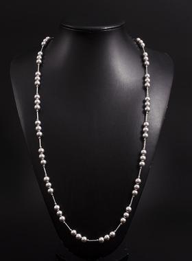 灰色经典小香风贝壳珠项链