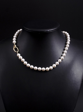 经典白色贝壳珠短项链