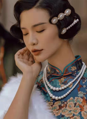 仿珍珠圆珠链渐变双层项链