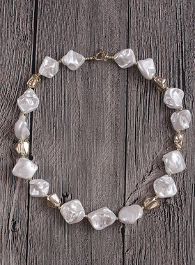 百搭个性夸张不规则异形珠锁骨链