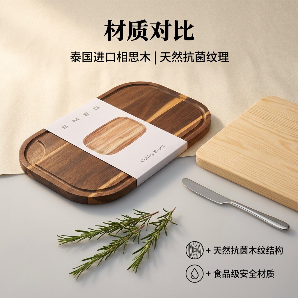 smeg圆角相思木砧板家用