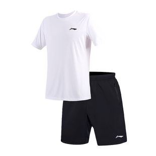 李宁跑步运动套装男冰丝夏季新款短袖速干衣透气短裤健身房训练服