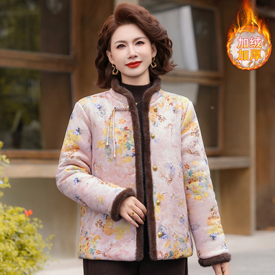 中老年妈妈棉衣国风加绒加厚