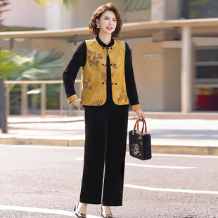2026新款 马甲两件套妈妈春秋马夹国风中老年套装 新中式 中年春装