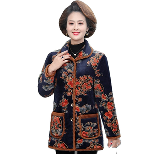 千丝鹿中老年女装棉衣妈妈装棉服中长款中年冬装外套棉袄加绒加厚