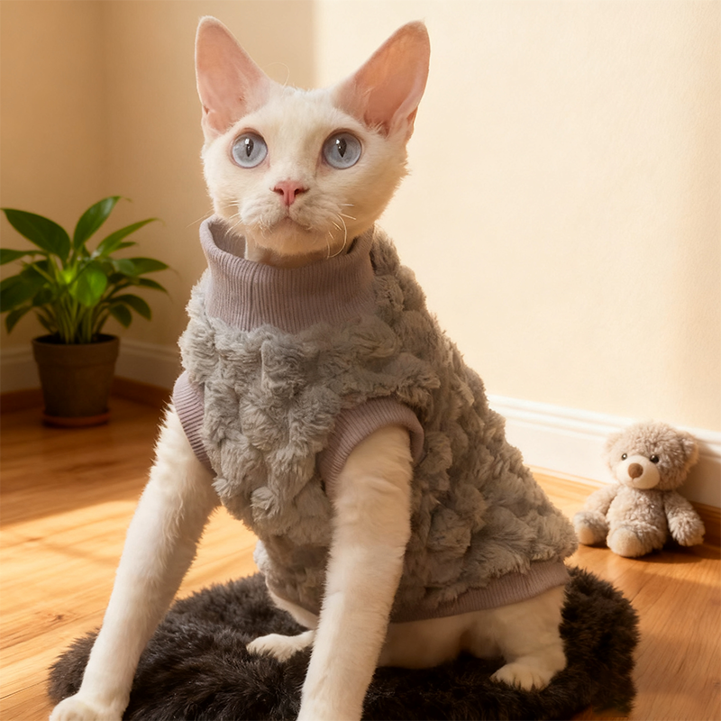 德文无毛猫衣服秋冬季保暖两脚衣