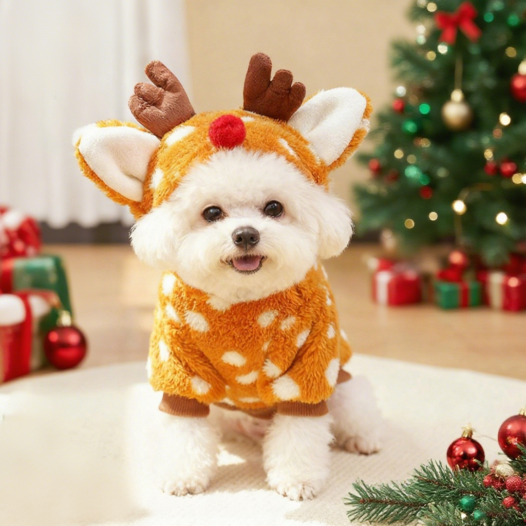 狗狗衣服秋冬新款加厚保暖可爱小鹿装泰迪比熊博美圣诞节新年衣服