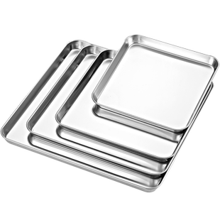 宇太 304不锈钢盘子正方形蒸饭盘烧烤盘商用家用铁盘餐盘菜盘托盘