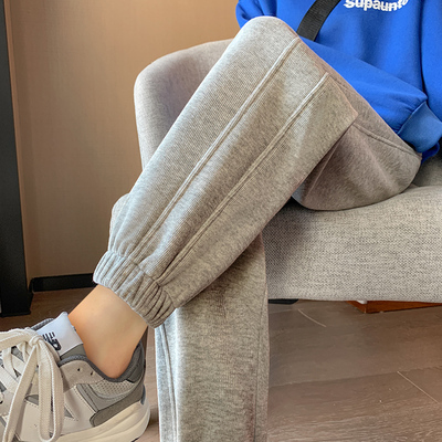 韩国灰色运动裤女小个子休闲卫裤