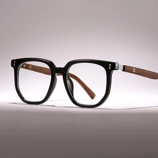 近视复古超轻无磁钛眼镜框多边形大框显瘦镜架IP电镀防蓝光眼镜