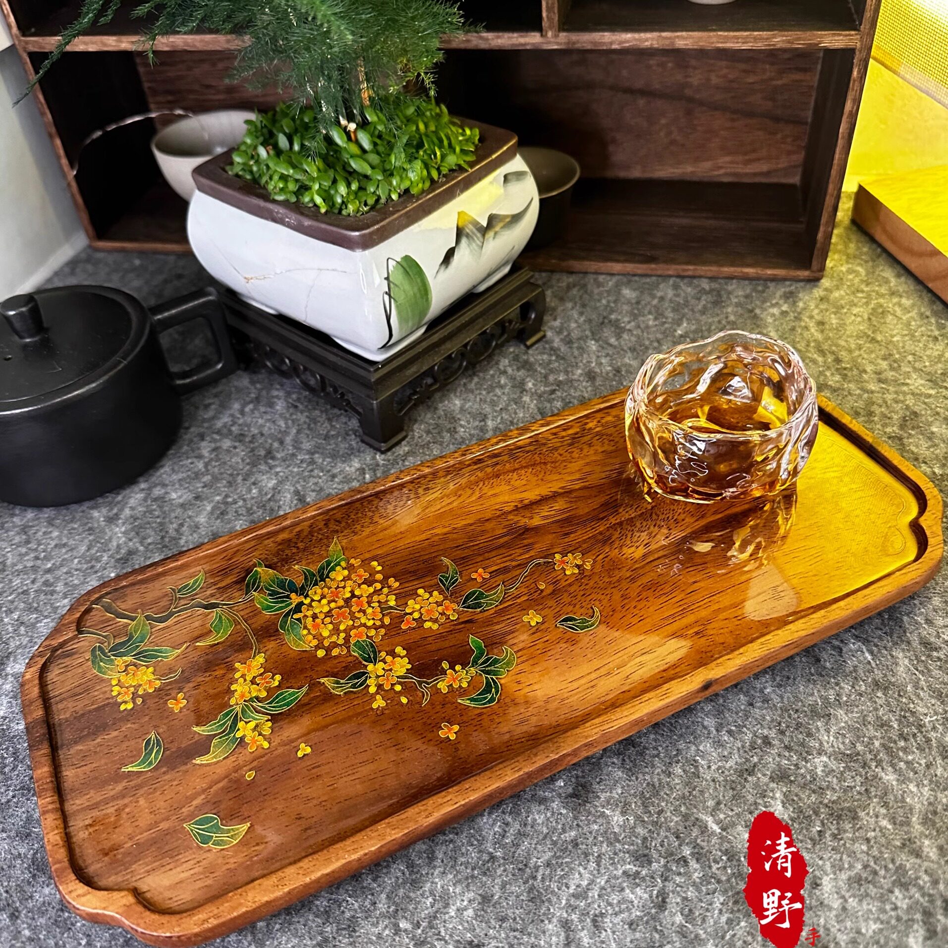 掐丝珐琅茶盘材料包｜桂花（含视频教程，30X12X2）