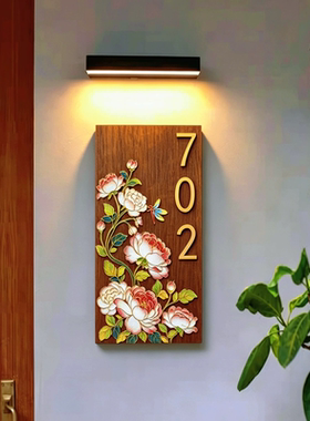 掐丝珐琅蔷薇门牌diy材料包/成品 乔迁礼物（纯实木板视频教程）