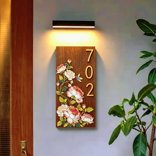 掐丝珐琅蔷薇门牌diy材料包/成品 乔迁礼物（纯实木板视频教程）