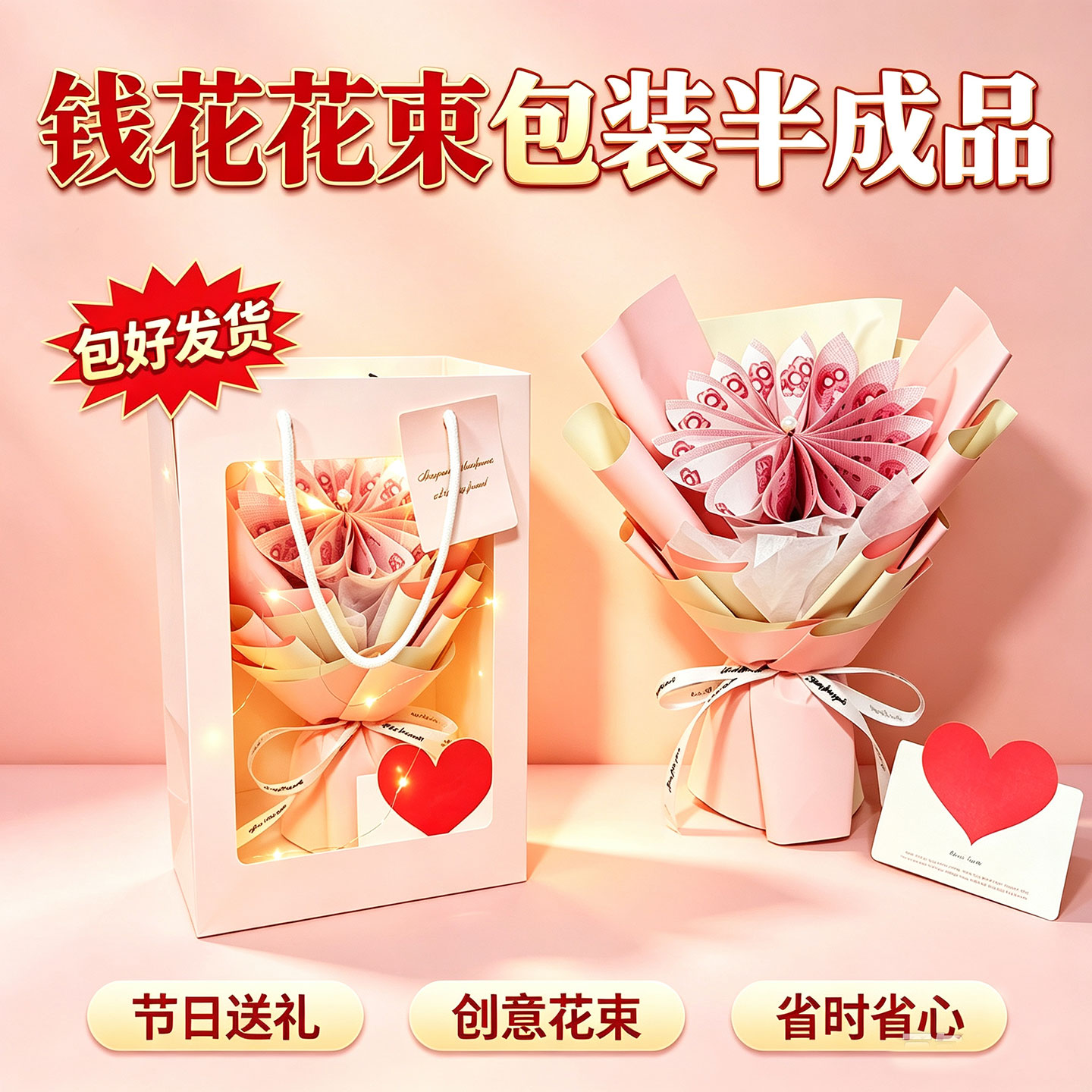 有钱花花束包装手工DIY材料包