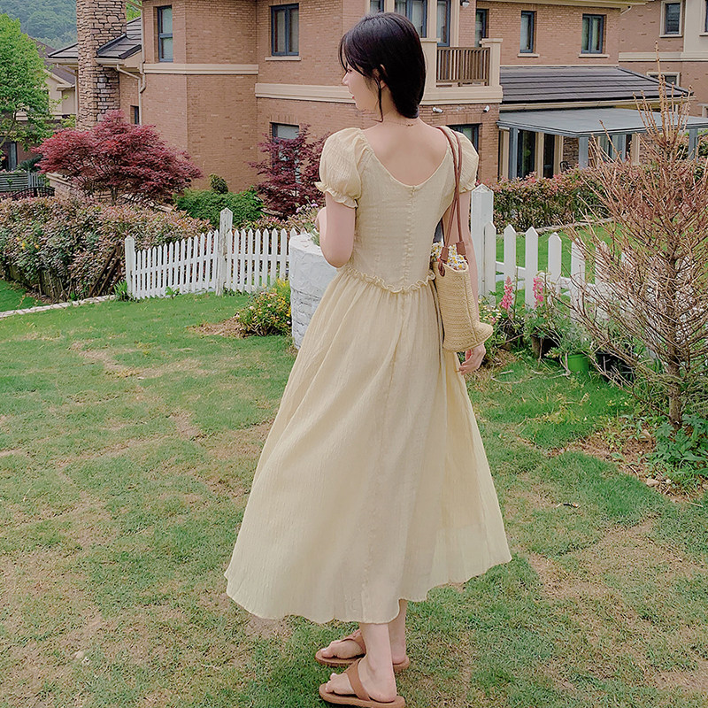 24夏季新款杏色韩版连衣裙238-8412-P105-K158,女装连衣裙,浙宝238
