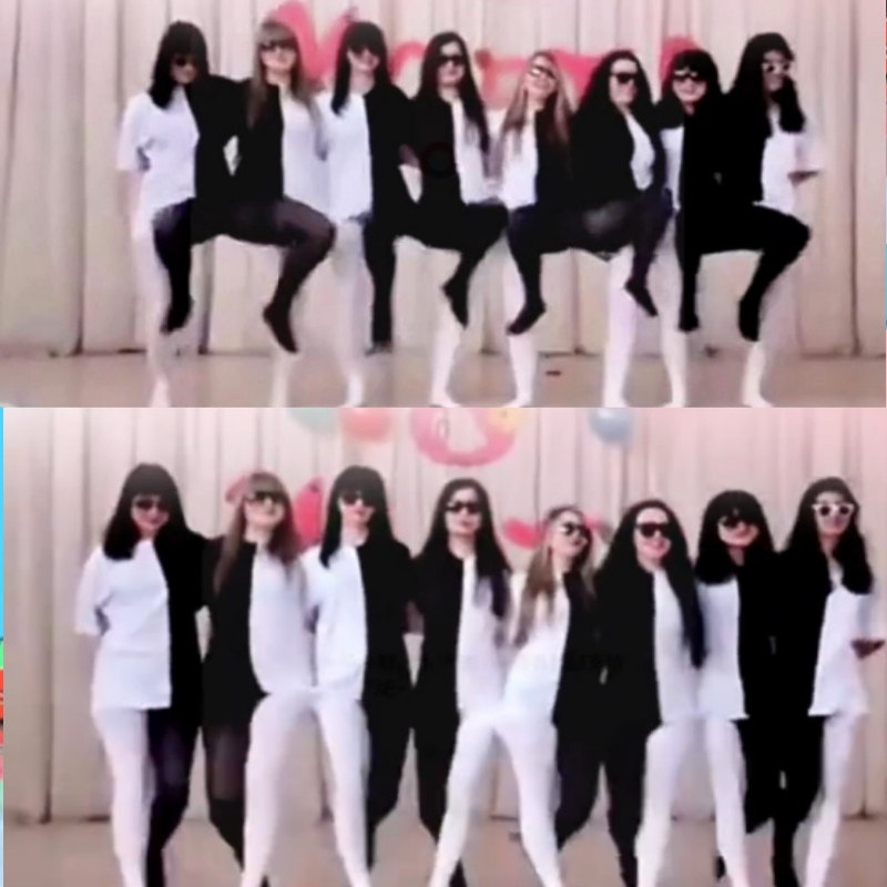 年会搞笑服装团队统一演出服团建搞怪多人连体黑白腿舞蹈视觉错觉