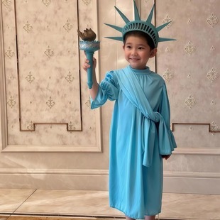 自由女神cos服装 儿童cosplay女小学生圣诞节男童衣服搞怪角色扮演