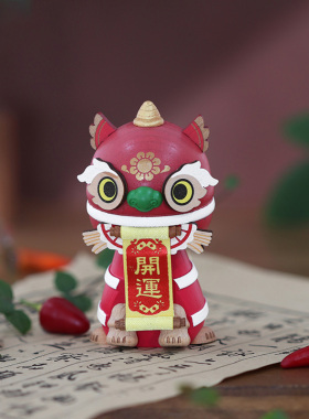 森活木趣车载摇头摆件中控台汽车车内饰品实木木质弹簧招财醒狮