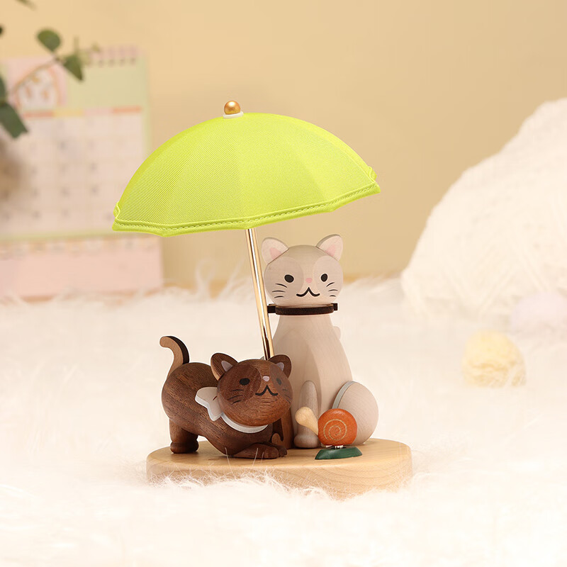 森活木趣KT木质充电氛围创意台灯小夜灯猫咪伞灯床头LED生日礼物