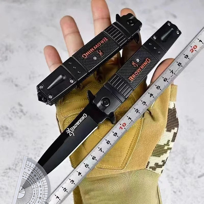 高硬度折叠刀小刀锋利随身直刀切水果短刀勃朗宁多功能快开防身跳