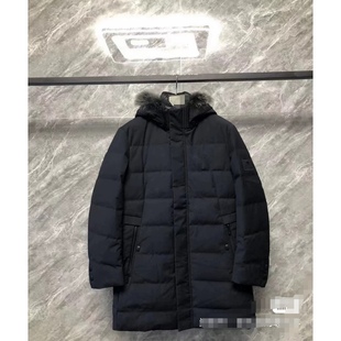 九家J5951317男装新款商务休闲中长款可以拆连帽白鸭绒羽绒服