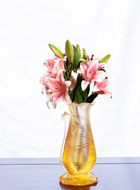 珍悦琉璃莲花花瓶摆件