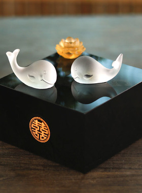 珍悦古法琉璃双鱼礼物摆件