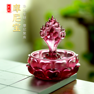 琉璃火焰摩尼宝珠招财聚财摆件水供红财神种子字梵文财宝鼠浴佛盆