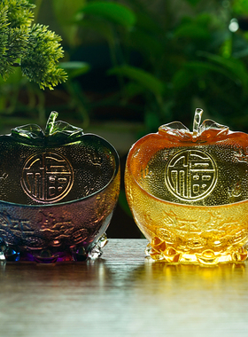 琉璃苹果平安是福聚宝盆桌面摆件