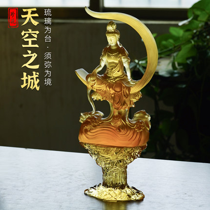 琉璃佛像底座加高垫高药师佛绿度母神兽工艺品摆件天空之城须弥山