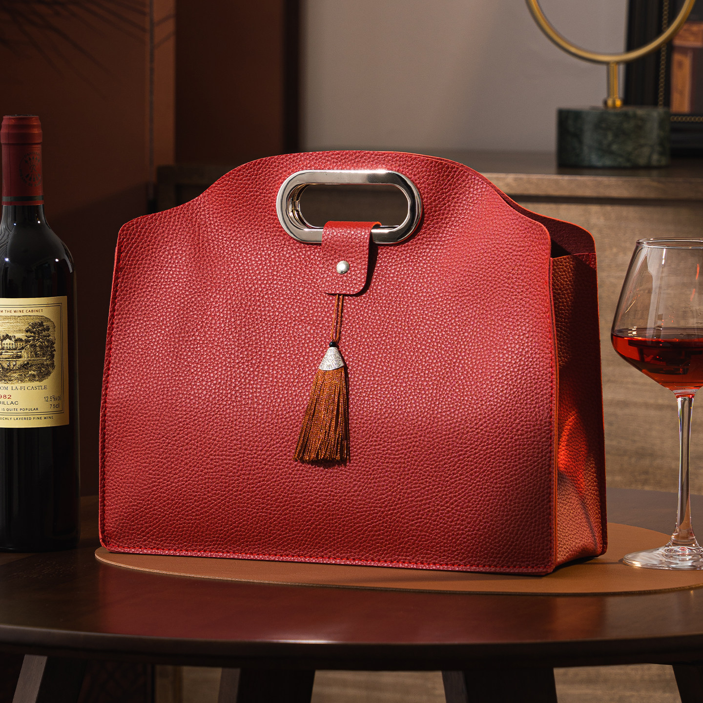 新款红酒手提袋双支装包装礼袋手提袋伴手礼礼物袋轻奢简约送礼品