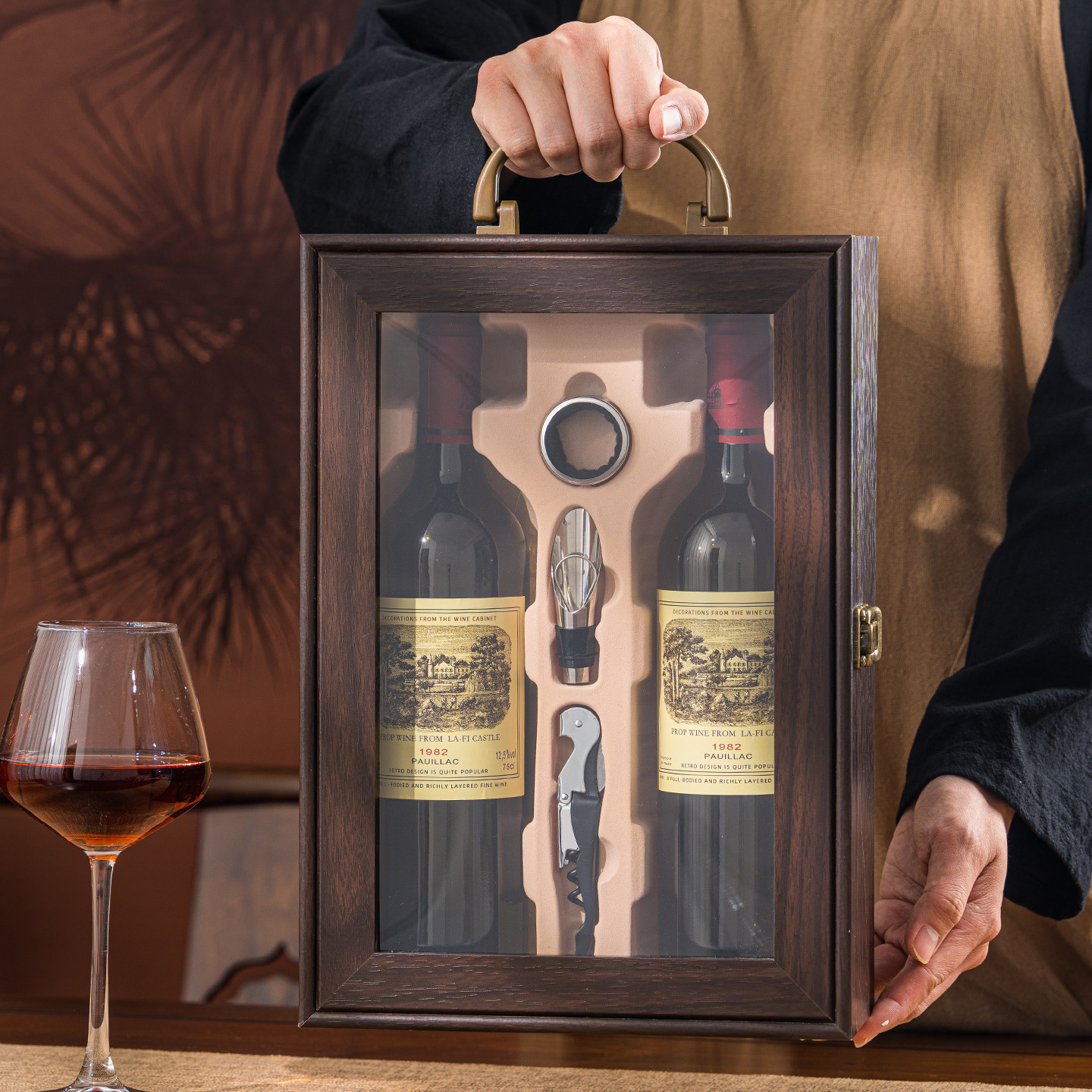 新款红酒包装礼盒双支空盒红酒箱葡萄酒盒盒子装木盒批发定制礼品