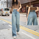 宽松显瘦垂感拖地直筒裤 新款 子潮 女2026年春季 复古高腰阔腿牛仔裤