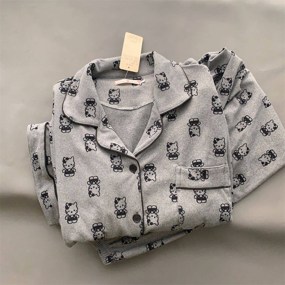 保暖秋冬新款德绒睡衣女甜美可爱家居服黑灰kitty猫两件套可外穿,女士内衣/男士内衣/家居服,睡衣/家居服套装,淘宝优惠券,粉丝福利购,淘宝优惠卷