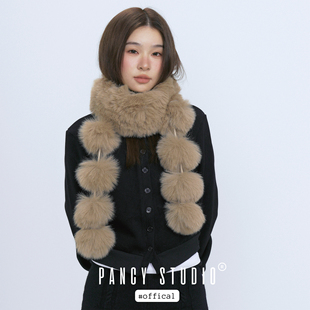 PANCY软糯毛绒绒！质感毛球围巾仿皮草设计感冬季百搭保暖围脖女