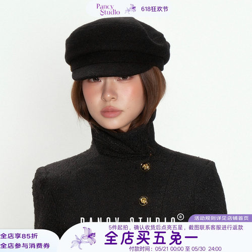 时髦英伦复古海军帽小众高级感