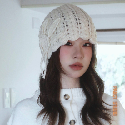 韩系温柔～秋冬氛围感花花包头帽