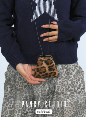 豹纹小配饰可爱皮绳挂件包零钱包