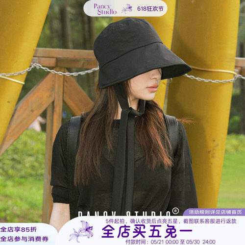 两种戴法!轻薄透气绑带渔夫帽