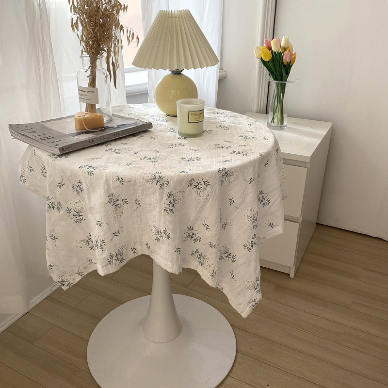 客厅茶几美式梳妆台桌布高级感圆桌书桌蕾丝台布ins复古田园风格