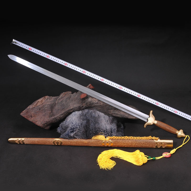 花纹钢太极剑 全铜装 起脊软剑 龙泉市宝剑 武术剑晨练剑未开刃