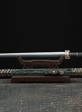 龙泉市刀剑花纹钢一体宝剑手工
