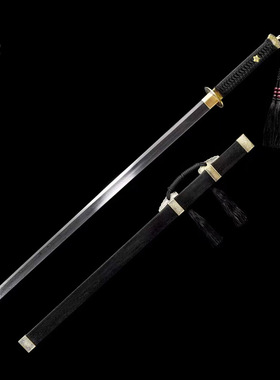 唐横刀花纹钢手工一体方鞘雁翎刀