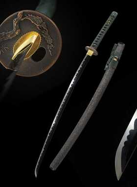 一体手工日本武式刀东洋长刀居合道龙泉刀剑黑色兵器katana未开刃