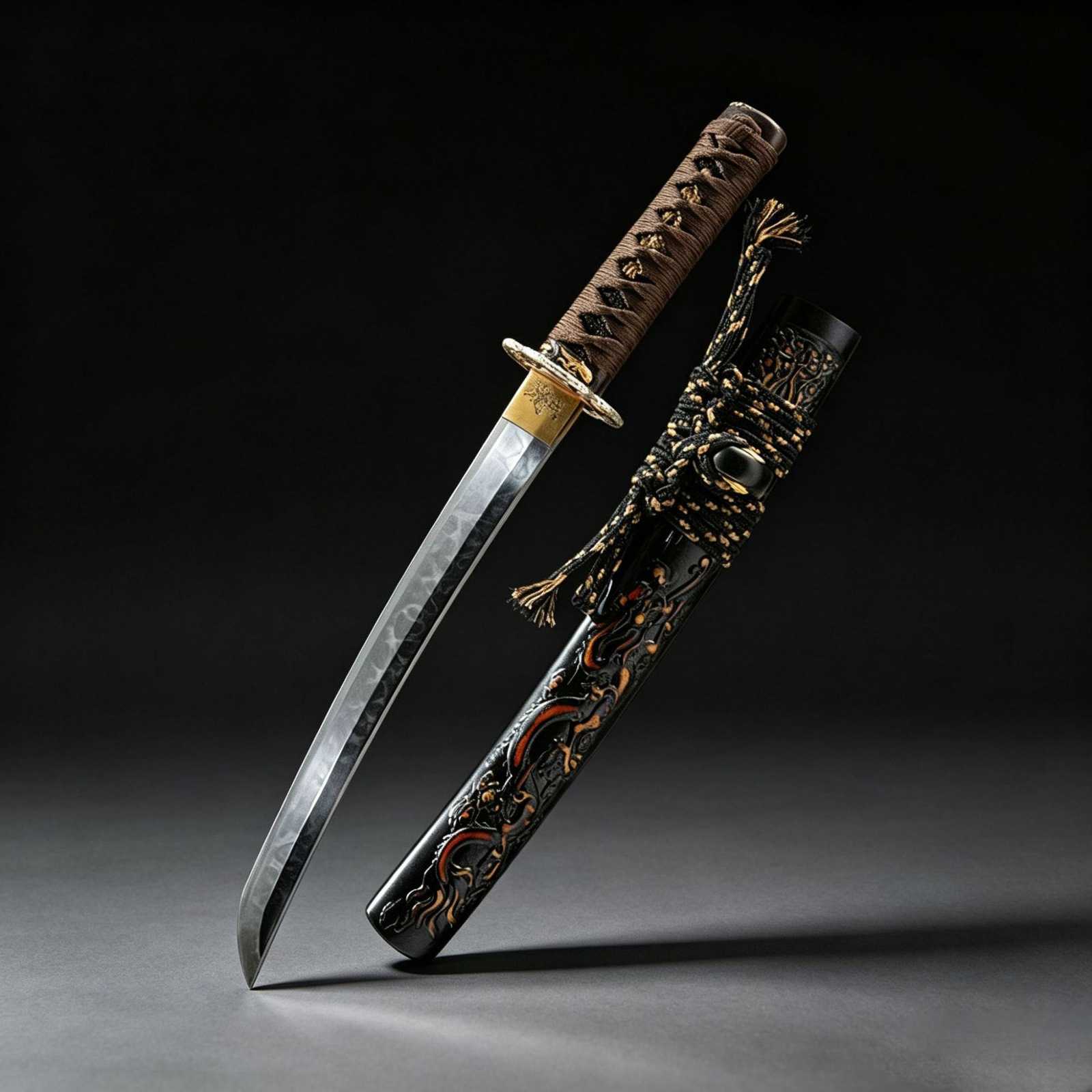 日本武士胁差T10钢皆烧短刀龙泉刀剑冷兵器工艺品wakizashi未开刃