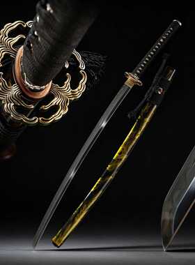 高端手工三枚合打刀日本刀武士刃长刀鎏金镡收藏摆件katana未开刃