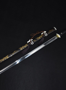 龙泉市刀剑高锰钢刻花唐横刀手工