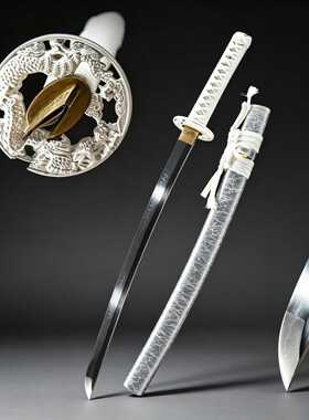 白色居合刀东洋武士短刀覆土烧刃胁差日本刀外贸刀剑收藏未开刃